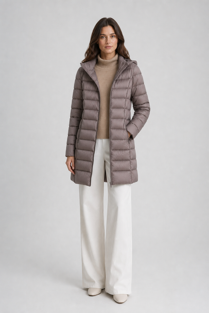 Women's Hooded Quilted Longline Winter Puffer Coat