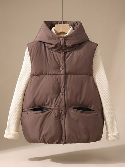 Women's Hooded Quilted Sleeveless Winter Puffer Vest