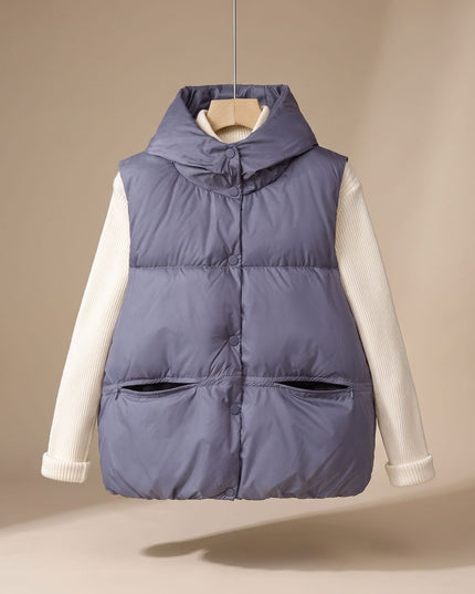 Women's Hooded Quilted Sleeveless Winter Puffer Vest