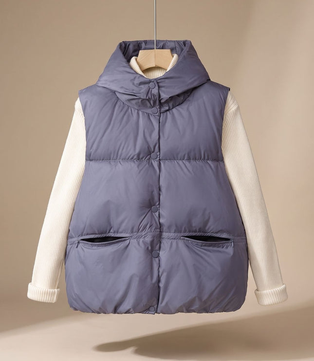Women's Hooded Quilted Sleeveless Winter Puffer Vest