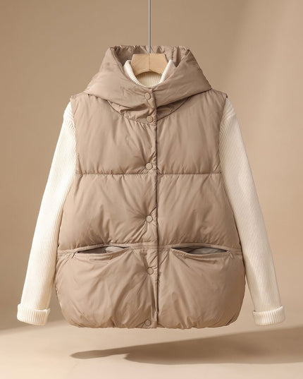 Women's Hooded Quilted Sleeveless Winter Puffer Vest