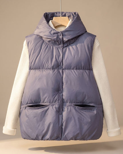 Women's Hooded Quilted Sleeveless Winter Puffer Vest