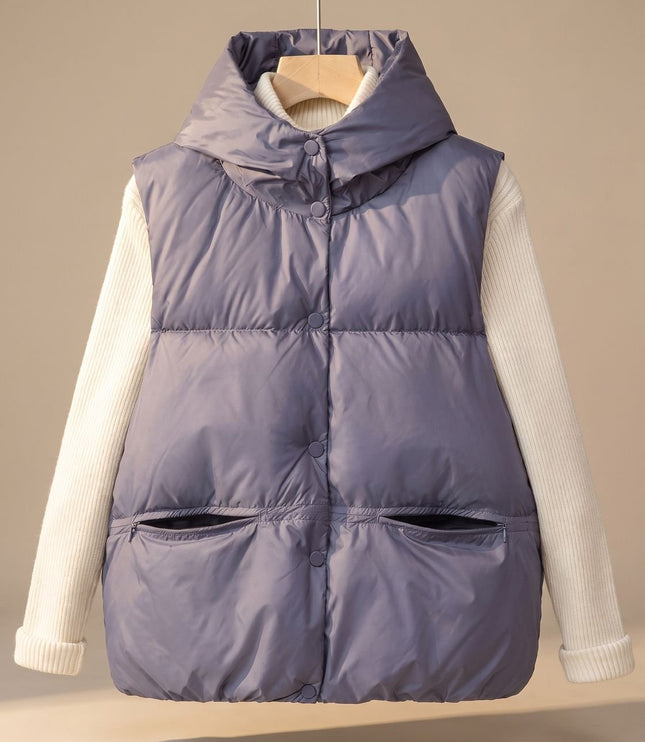 Women's Hooded Quilted Sleeveless Winter Puffer Vest