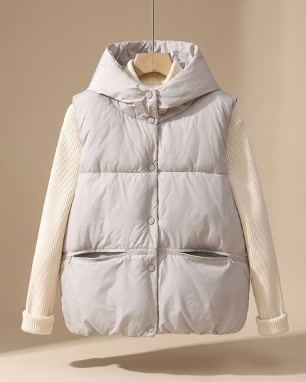 Women's Hooded Quilted Sleeveless Winter Puffer Vest