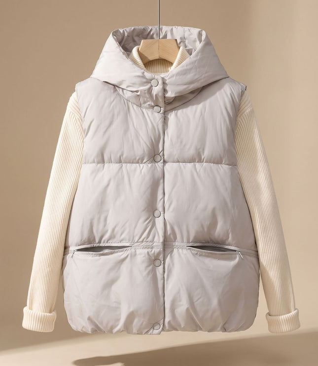 Women's Hooded Quilted Sleeveless Winter Puffer Vest