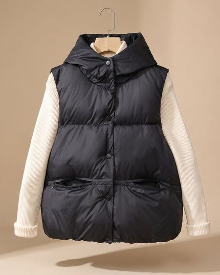 Women's Hooded Quilted Sleeveless Winter Puffer Vest