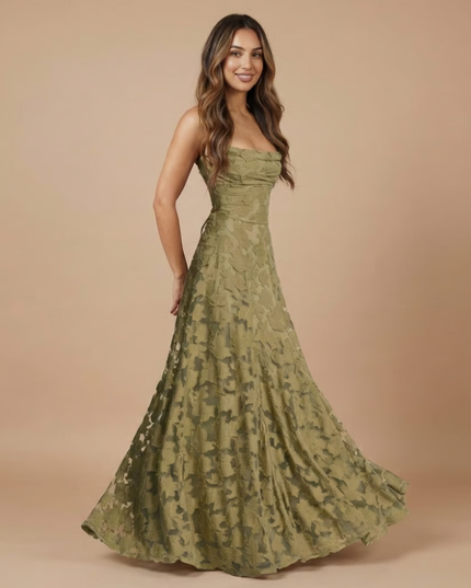 Women's Lace Dress with a Strapless Neckline