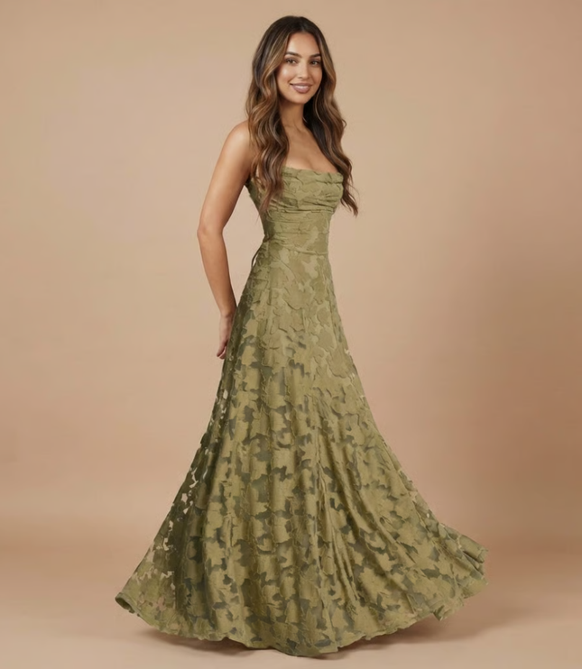 Women's Lace Dress with a Strapless Neckline