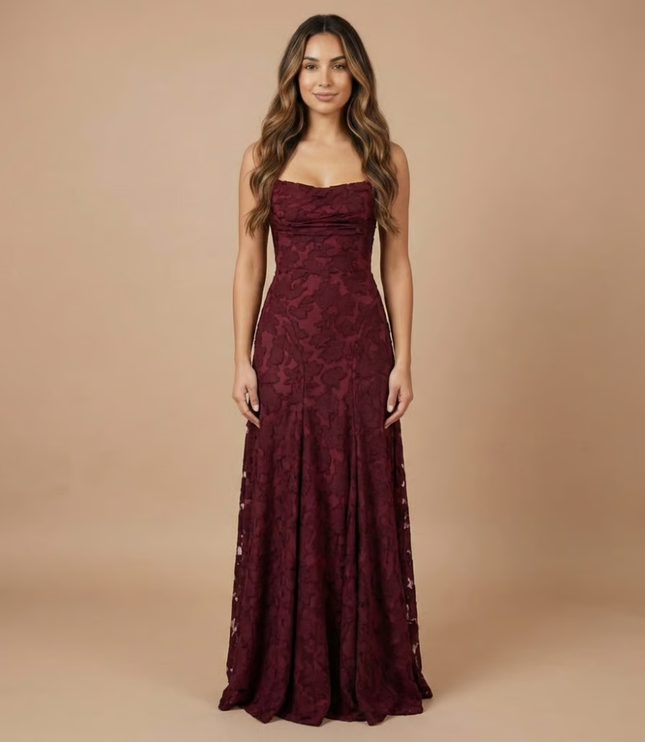 Women's Lace Dress with a Strapless Neckline