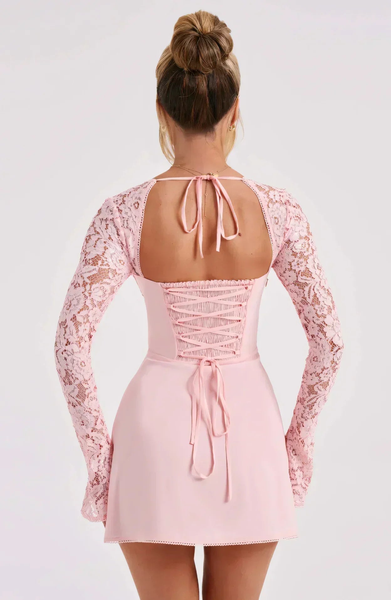 Women's Lace Long Sleeve Wedding Guest Mini Dress