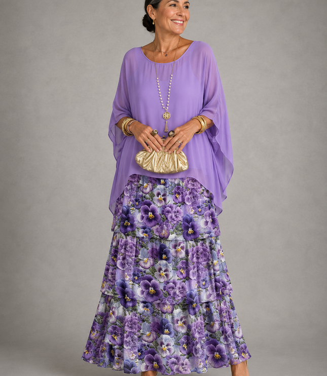 Women's Layered Flowy Relaxed Fit Tiered Maxi Dress