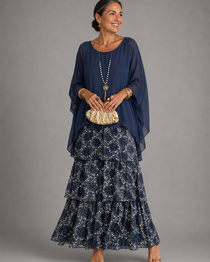 Women's Layered Flowy Relaxed Fit Tiered Maxi Dress
