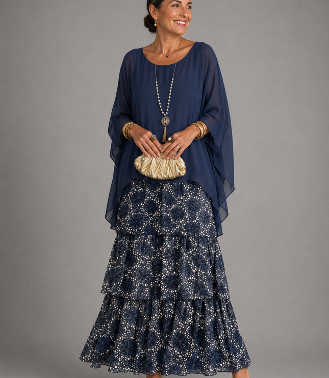 Women's Layered Flowy Relaxed Fit Tiered Maxi Dress