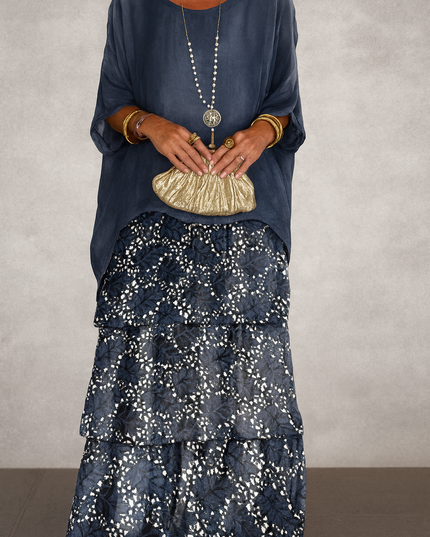 Women's Layered Flowy Relaxed Fit Tiered Maxi Dress