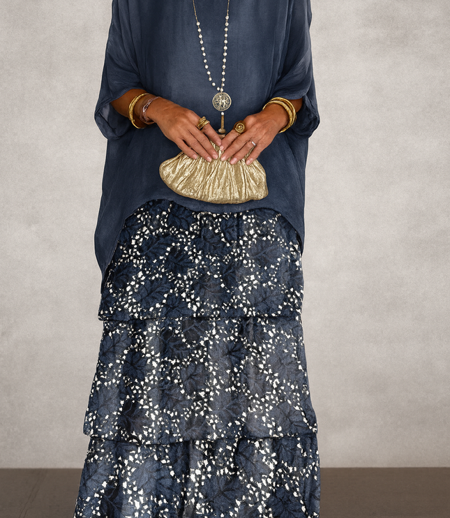 Women's Layered Flowy Relaxed Fit Tiered Maxi Dress