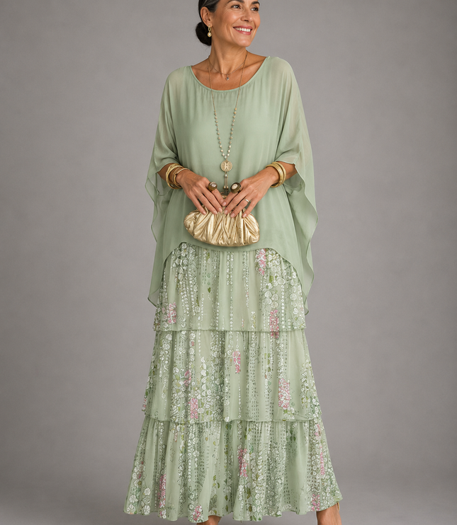 Women's Layered Flowy Relaxed Fit Tiered Maxi Dress