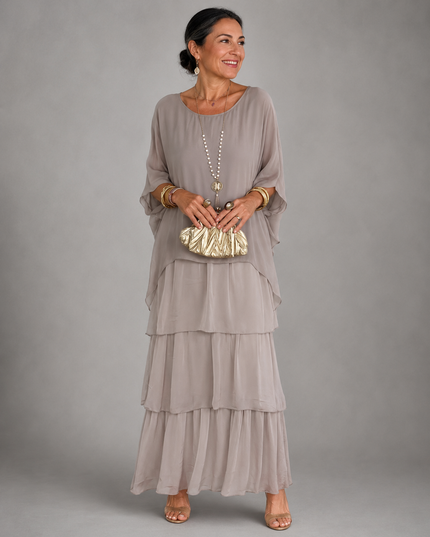 Women's Layered Flowy Relaxed Fit Tiered Maxi Dress