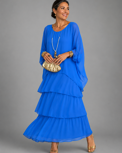 Women's Layered Flowy Relaxed Fit Tiered Maxi Dress