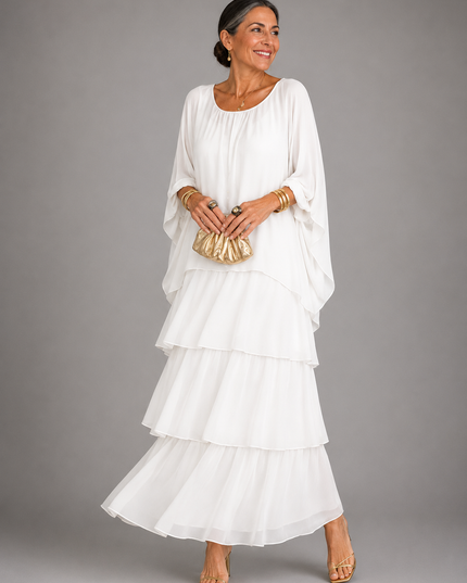Women's Layered Flowy Relaxed Fit Tiered Maxi Dress