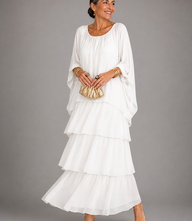 Women's Layered Flowy Relaxed Fit Tiered Maxi Dress