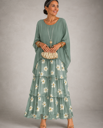 Women's Layered Flowy Relaxed Fit Tiered Maxi Dress