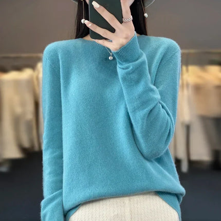 Women's Lightweight Fine-Knit Sweater with a Round Neck