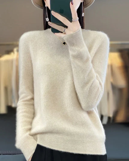 Women's Lightweight Fine-Knit Sweater with a Round Neck