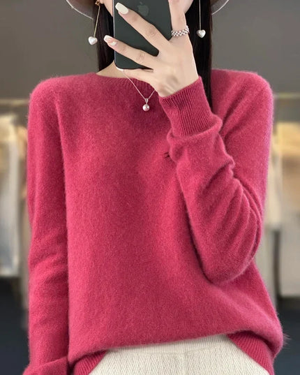 Women's Lightweight Fine-Knit Sweater with a Round Neck