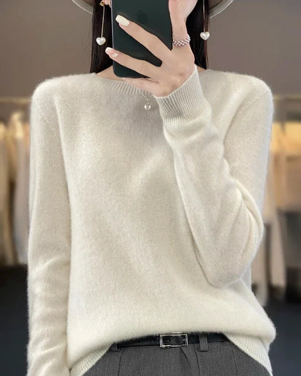 Women's Lightweight Fine-Knit Sweater with a Round Neck