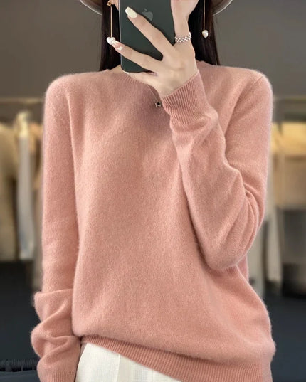 Women's Lightweight Fine-Knit Sweater with a Round Neck