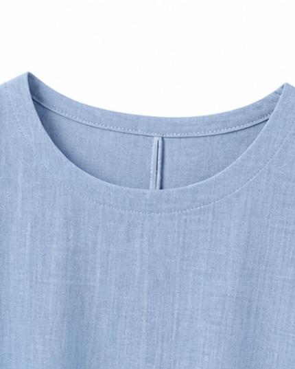 Women's Linen Button Front Short Sleeve Midi Dress
