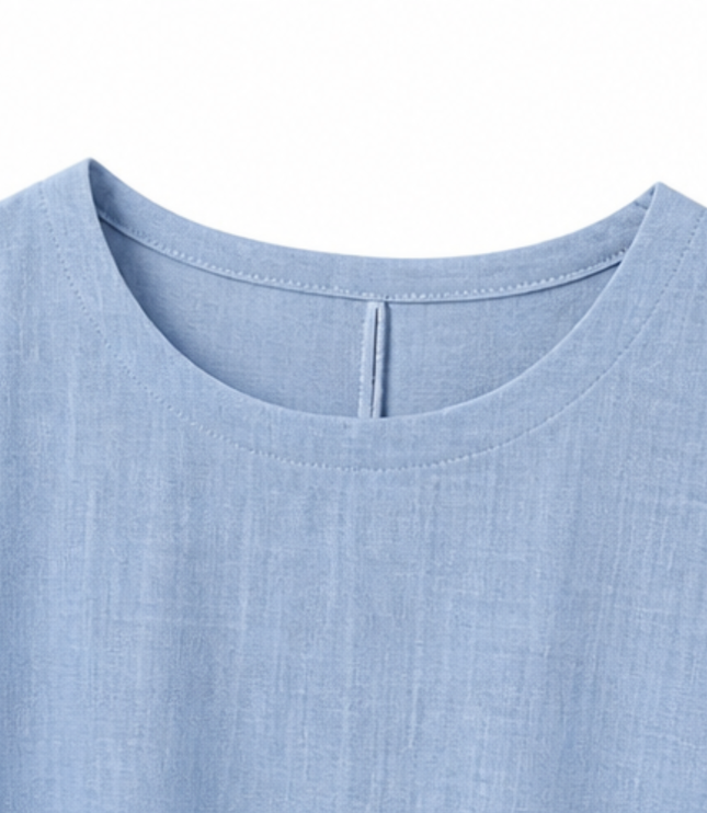 Women's Linen Button Front Short Sleeve Midi Dress