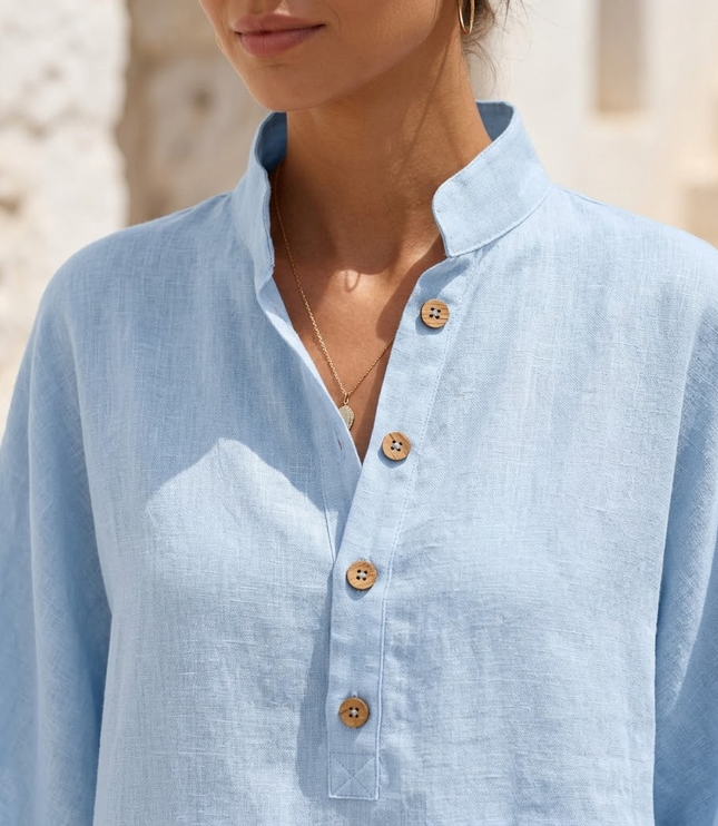 Women's Linen Two Piece Tunic and Wide Leg Pants