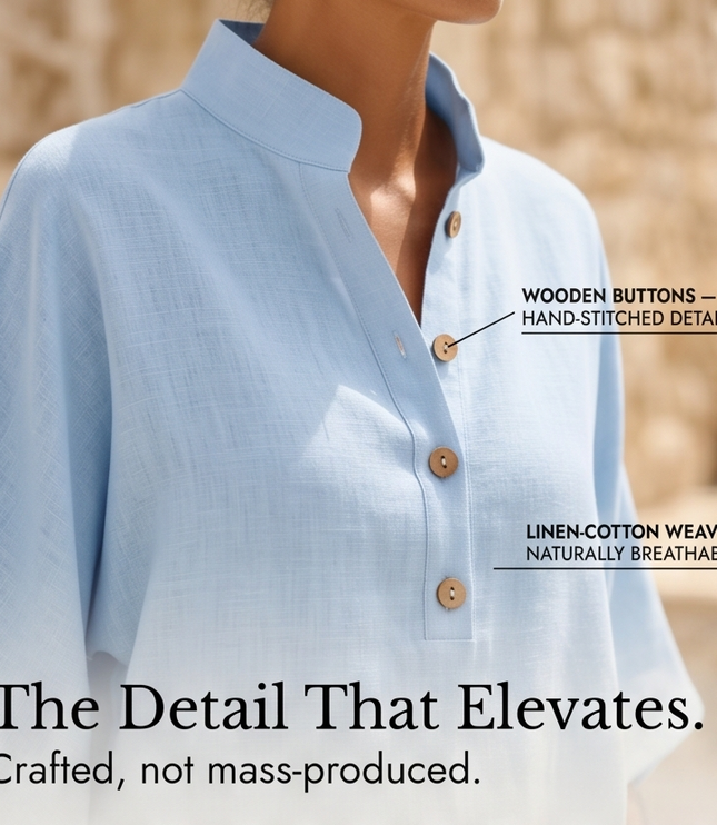 Women's Linen Two Piece Tunic and Wide Leg Pants