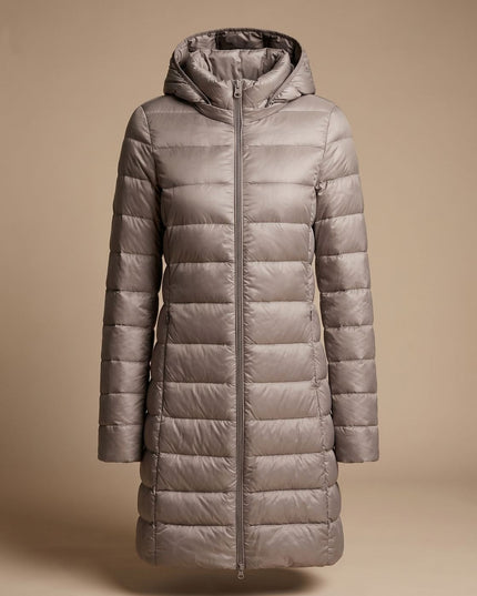 Women's Long Hooded Lightweight Puffer Winter Jacket