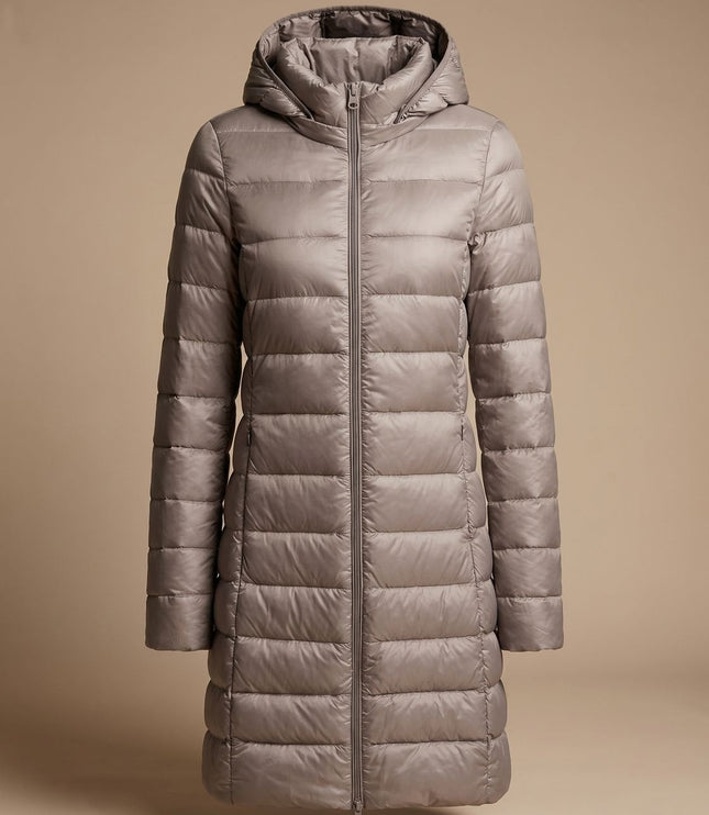 Women's Long Hooded Lightweight Puffer Winter Jacket
