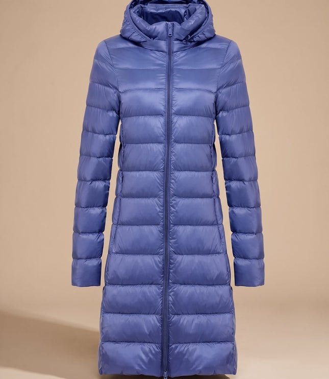 Women's Long Hooded Lightweight Puffer Winter Jacket