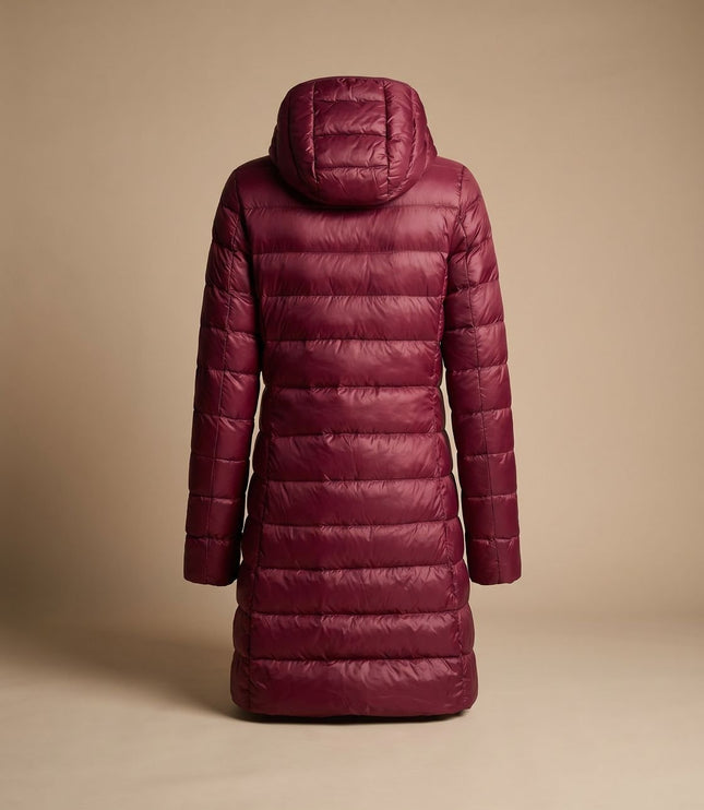 Women's Long Hooded Lightweight Puffer Winter Jacket