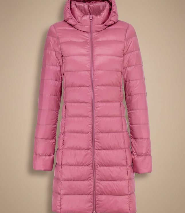 Women's Long Hooded Lightweight Puffer Winter Jacket