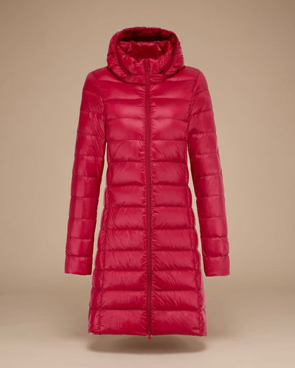 Women's Long Hooded Lightweight Puffer Winter Jacket