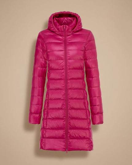 Women's Long Hooded Lightweight Puffer Winter Jacket