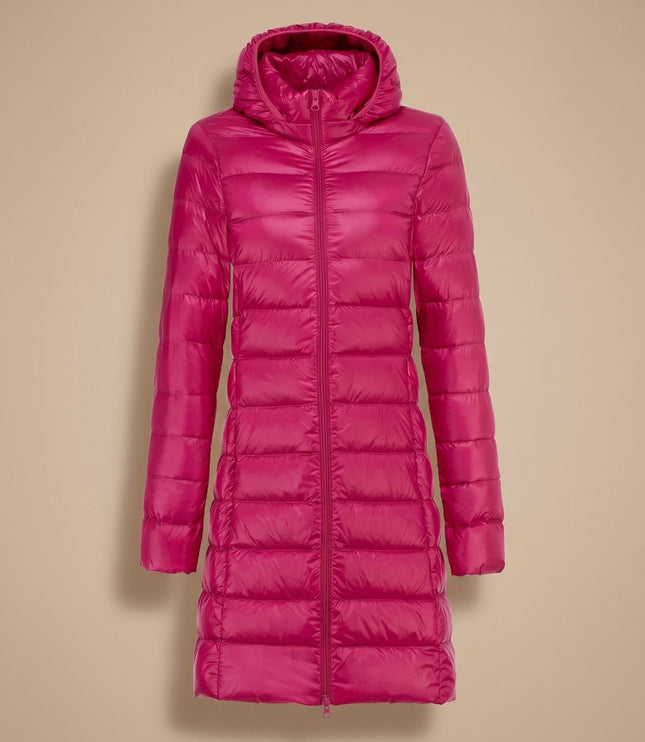 Women's Long Hooded Lightweight Puffer Winter Jacket