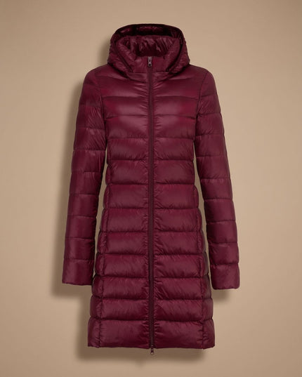 Women's Long Hooded Lightweight Puffer Winter Jacket