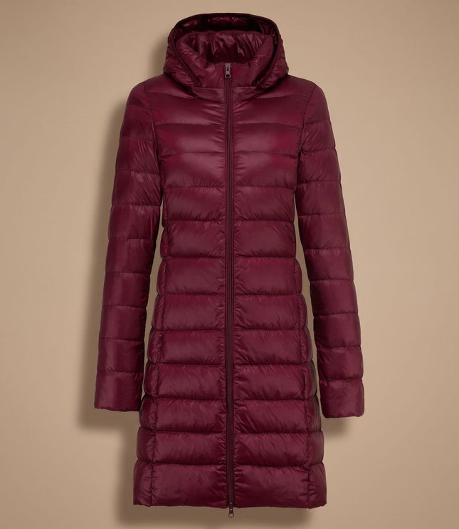 Women's Long Hooded Lightweight Puffer Winter Jacket