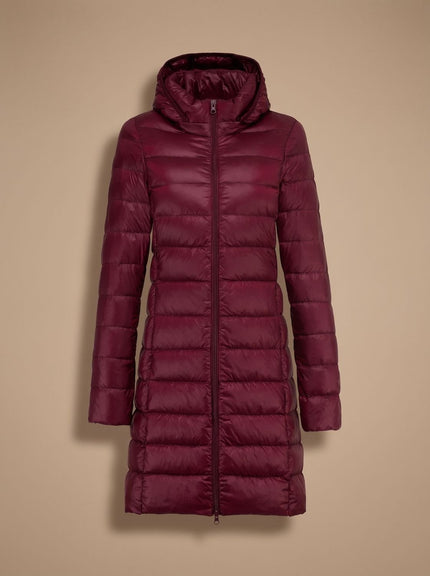Women's Long Hooded Lightweight Puffer Winter Jacket