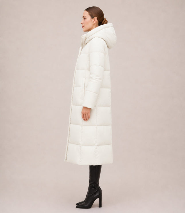 Women's Long Hooded Quilted Puffer Winter Coat