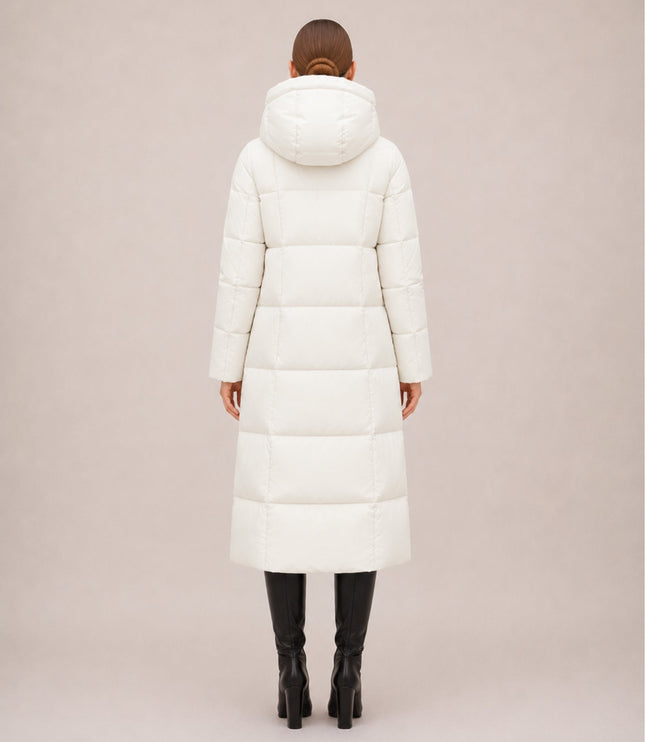 Women's Long Hooded Quilted Puffer Winter Coat