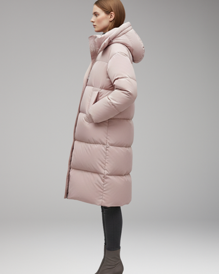 Women's Long Quilted Hooded Puffer Winter Jacket