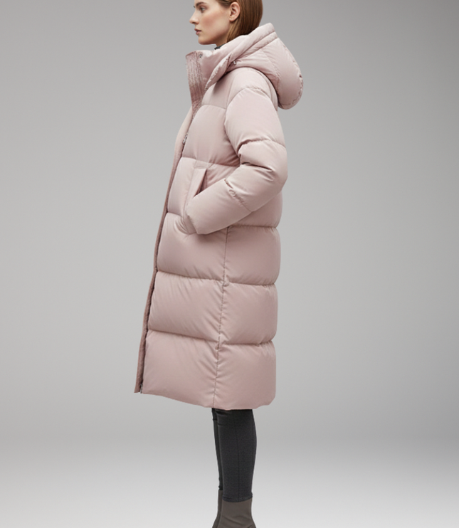 Women's Long Quilted Hooded Puffer Winter Jacket