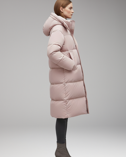 Women's Long Quilted Hooded Puffer Winter Jacket